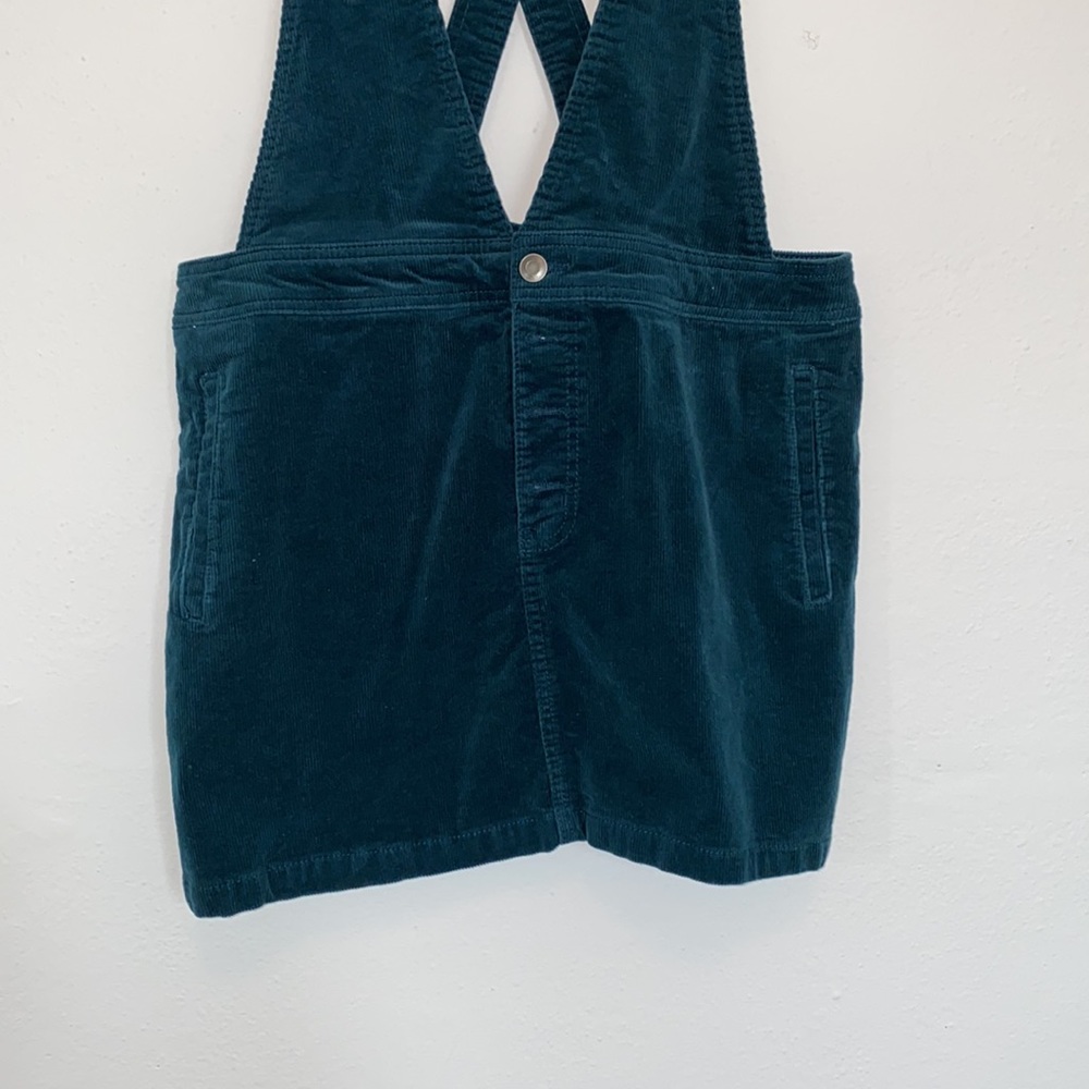Wild Fable Blue / Green Corduroy Suspender / Overall Skirt - Picture 3 of 8
